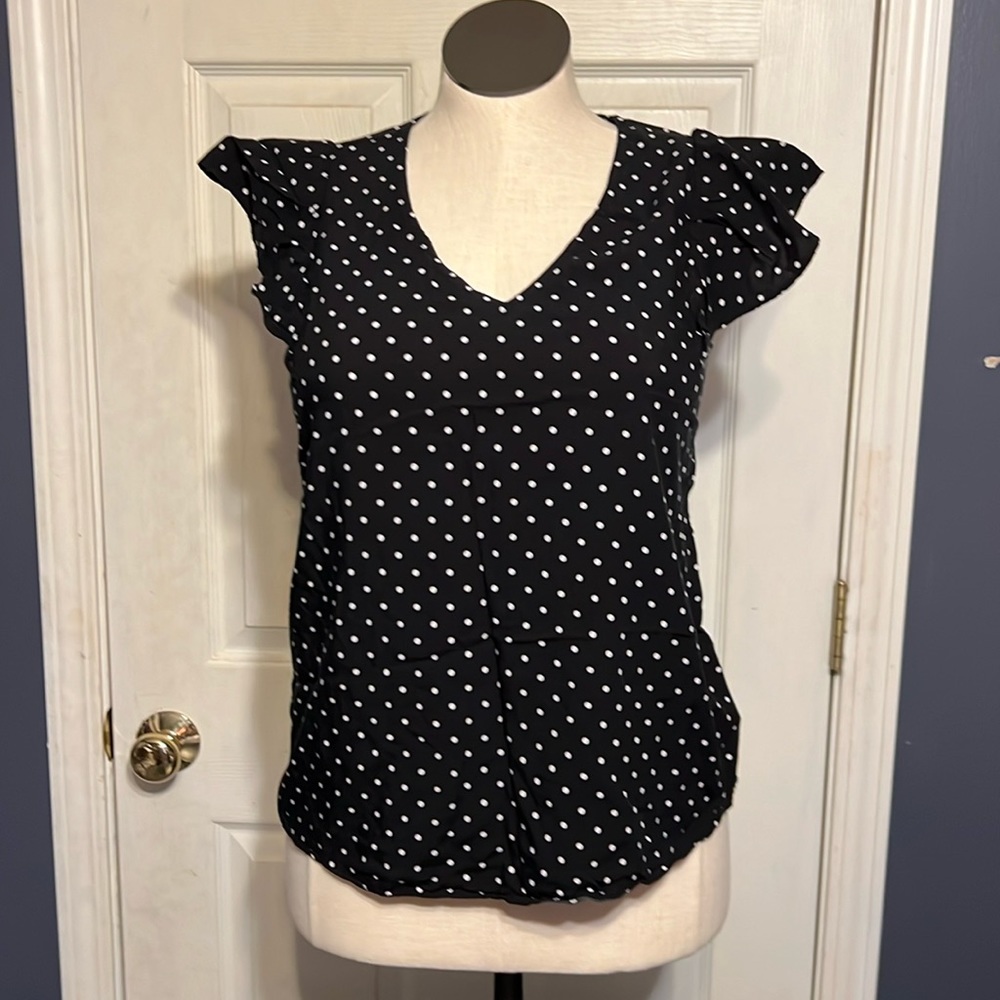 Polka Dot Flutter Sleeve Top